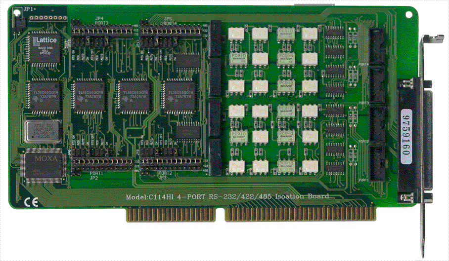 4-port isolated RS232, RS422 or RS485 AT Card