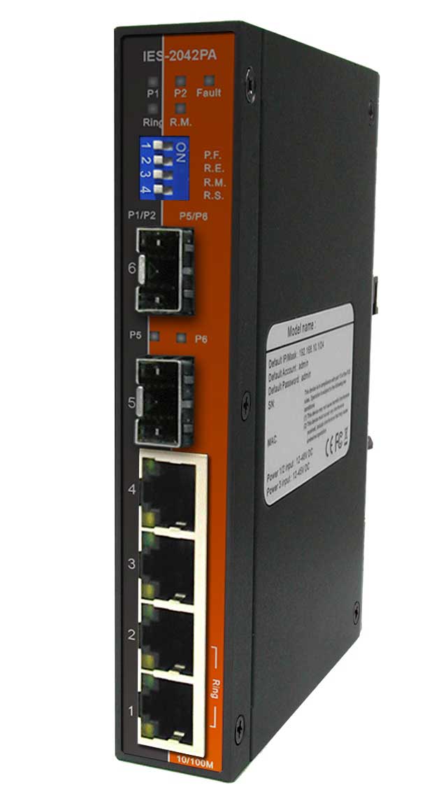 Industrial Lite-Managed 2*SFP1000 4*100TX Switch Slim