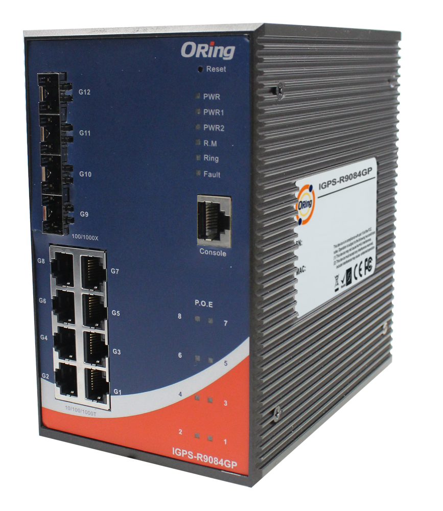 Industrial Man. 8*1000TX 4*SFP1000 Switch PoE PSE EN50155 L3