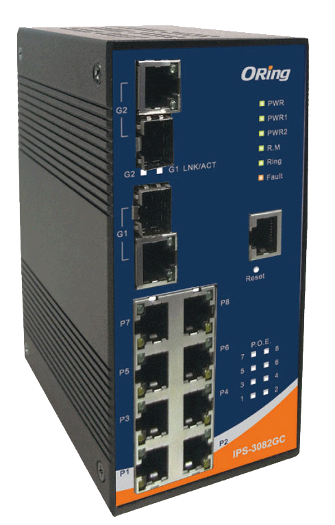 Industrial Managed Switch 2*1000TX/SFP 8*100TX PoE PSE 24V
