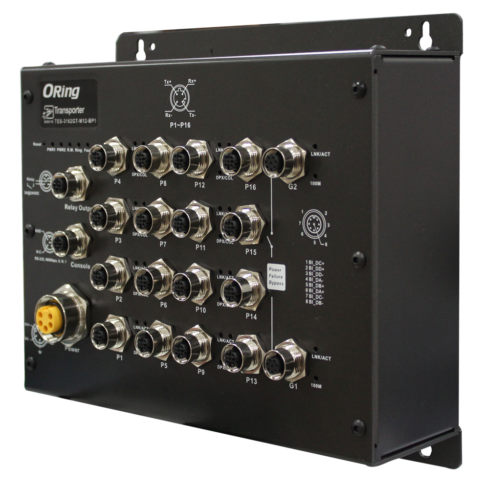 Managed Switch 16*100TX +2*TX M12 EN50155 bypass