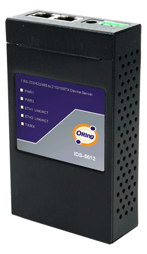Secure 1*RS232/422/485 to MM FX Fiber Ethernet Device Server