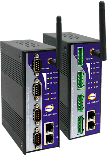 Secure 4*RS232/422/485 to 2*Ethernet Device Server
