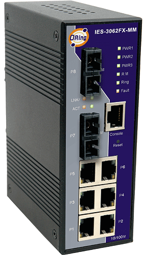 Industrial Managed 2*100FX MM 6*100TX Switch
