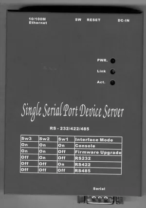 Ethernet to RS232/422/485 1-port server