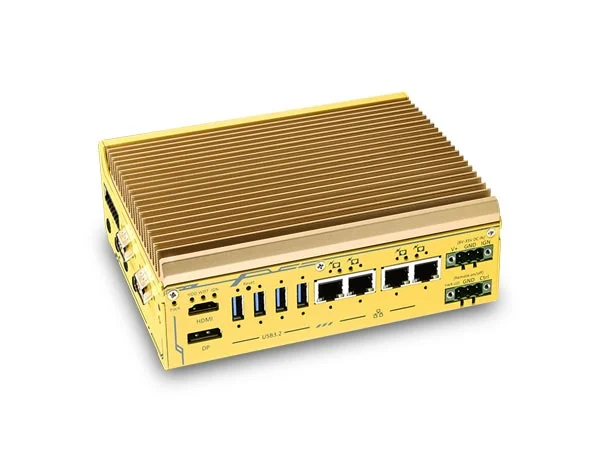 Core i3-N305 vehicle computer with four PoE+ ports, isolated CAN and wide-range DC input.
